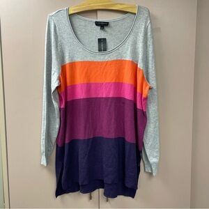 Lane Bryant colorblock sweater NWT grey purple pink long sleeve size 18 / 20